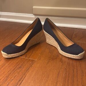 J. Crew navy woven wedges